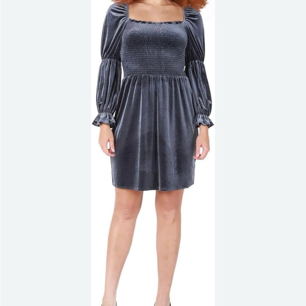 Slate Blue Velvet dress by Black Tape mini fit & flare various sizes